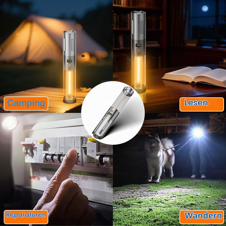 LeKaufen 2in1 Campinglampe und Taschenlampe, Camping Lampe Laterne LED Aufladbar, Campingleuchte Zel