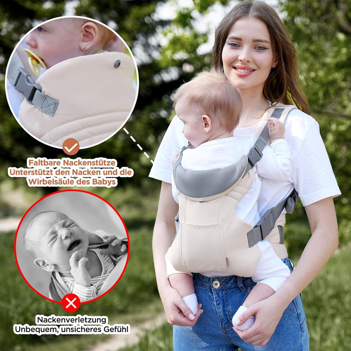GAGAKU Babytrage Neugeborenes bis Kleinkind, Ergonomische Baby Tragegurt mit Hüftsitz für 4-36 Monat