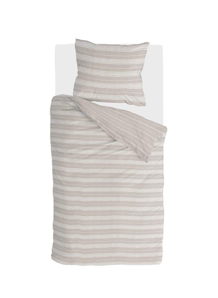 Walra Renforce Bettwäsche Head Over Lines Taupe 1 Bettbezug 155 x 220 cm + 1 Kissenbezug 80 x 80 cm,