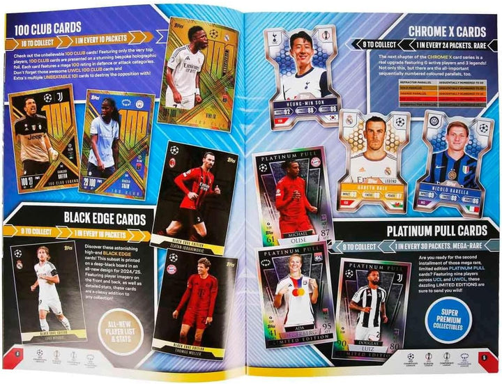 2024-25 Topps MATCH Attax Extra Champions League Karten - Starterpaket (Album, 29 Karten + 3 LE)