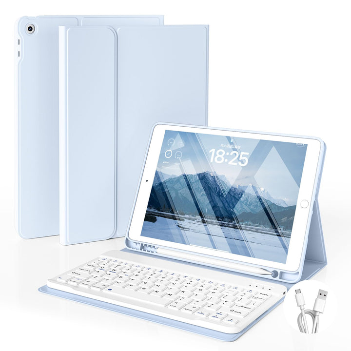 JKSML Tastatur Hülle für iPad 9./ 8./ 7. Generation (2021/2020/ 2019) mit Pencil Halter, Soft TPU Rü