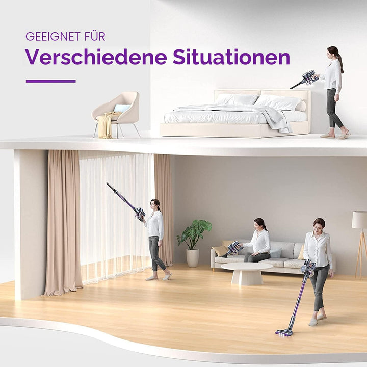 Lubluelu 25000Pa Akku Staubsauger | Staubsauger Kabellos Saugleistung | 25.9V Akkusauger Freistehend