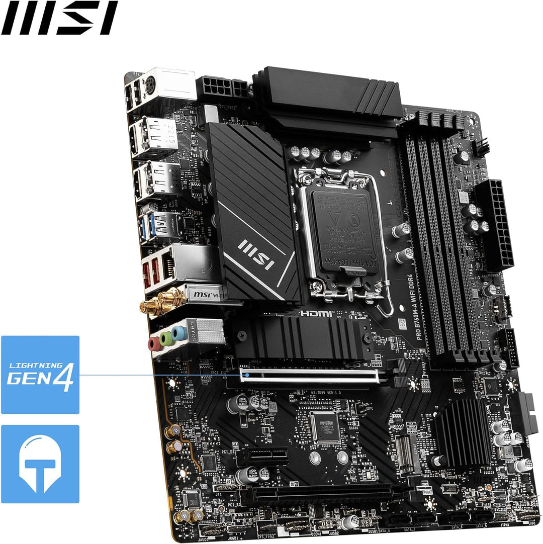MSI PRO B760M-A WiFi DDR4 Mainboard Micro-ATX - Unterstützt Intel Core Prozessoren der 12. und 13. G