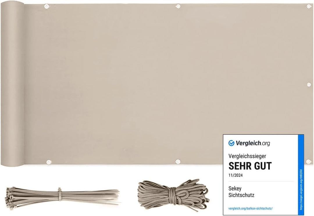 Sekey Balkon Sichtschutz Balkonabdeckung Balkonverkleidung blickdichte Wind- und UV-Schutz, 100% Pri