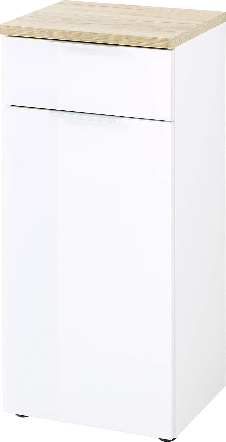 Germania Unterschrank 2751-513 GW-Pescara in Weiss/Navarra-Eiche-Nachbildung, mit Glasfront, 39 x 86