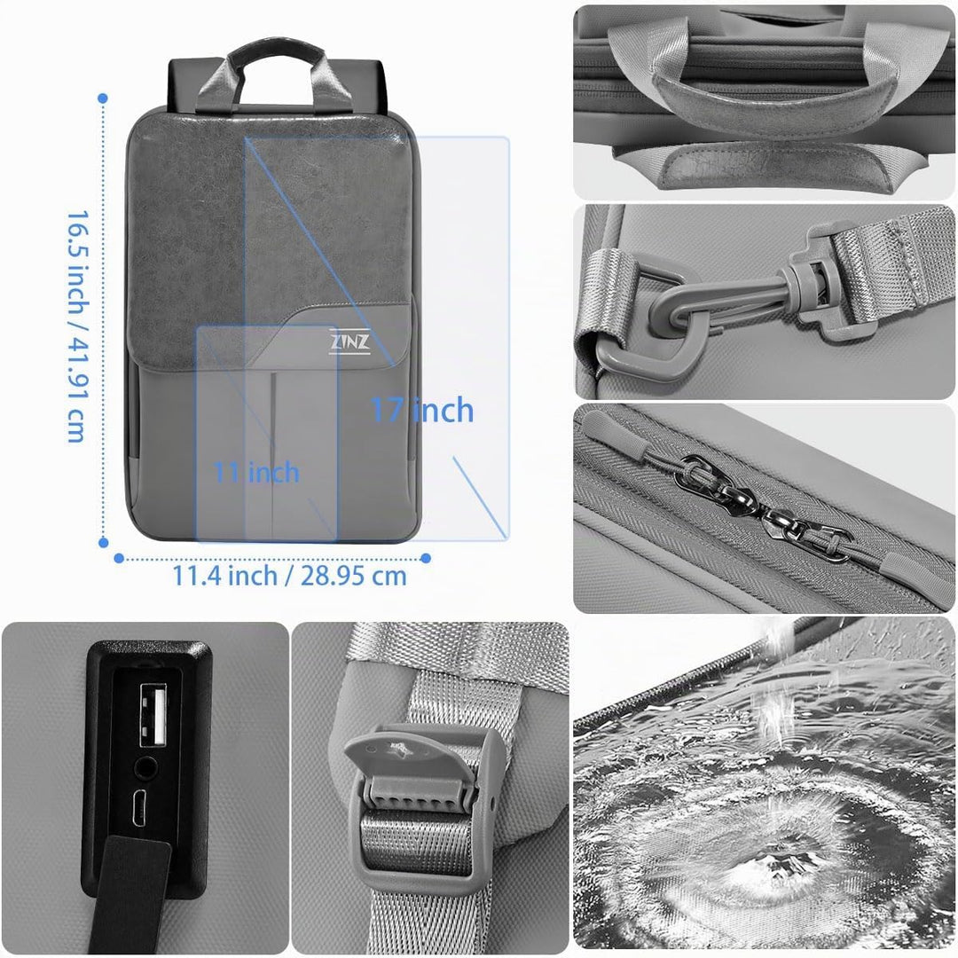 ZINZ Schlanker und Erweiterbarer Laptop-Rucksack 15,6 16 17 Zoll Reise-Business-Rucksack Regenfester