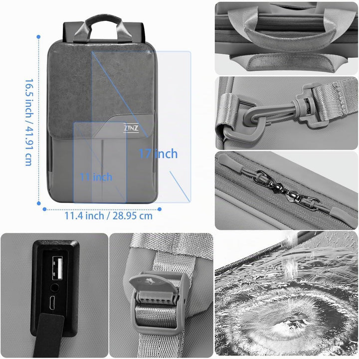ZINZ Schlanker und Erweiterbarer Laptop-Rucksack 15,6 16 17 Zoll Reise-Business-Rucksack Regenfester