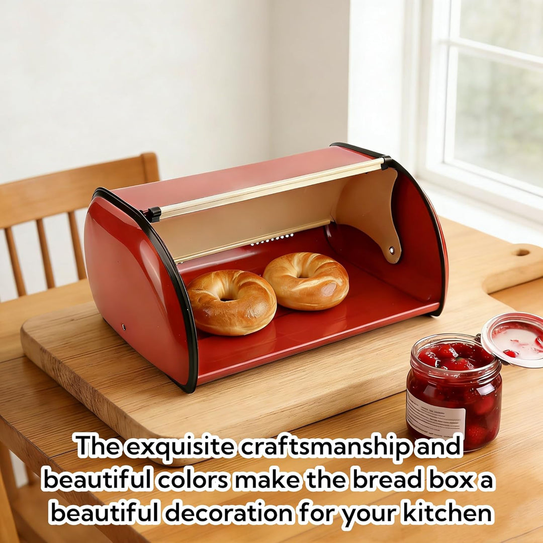 Brotkasten, Grosses Fassungsvermögen, Brotbehälter, Brothalter aus Metall, Brotaufbewahrungsbox, Bro