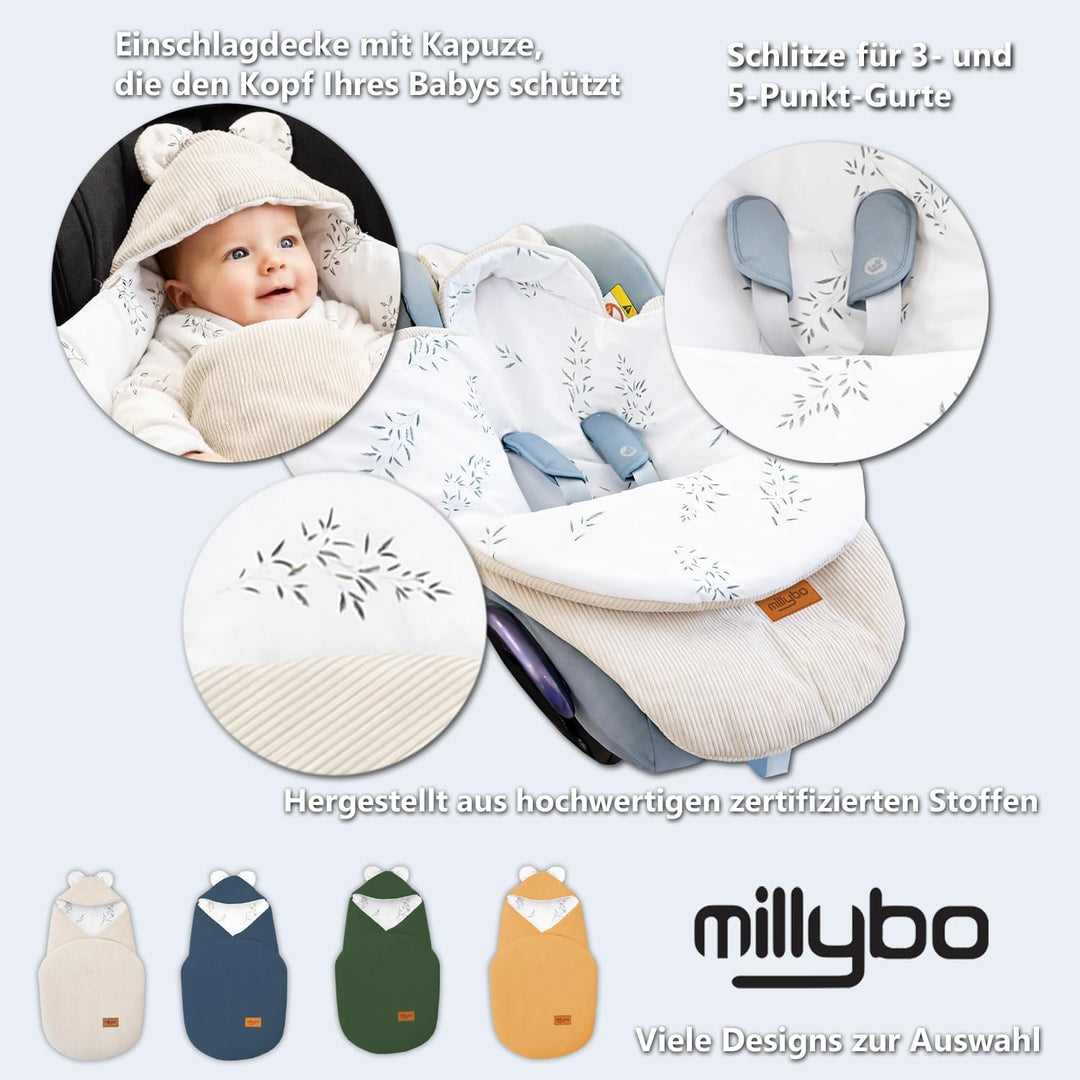 Baby Fusssack Einschlagdecke für Babyschale und Kinderwagen Blau, Blau