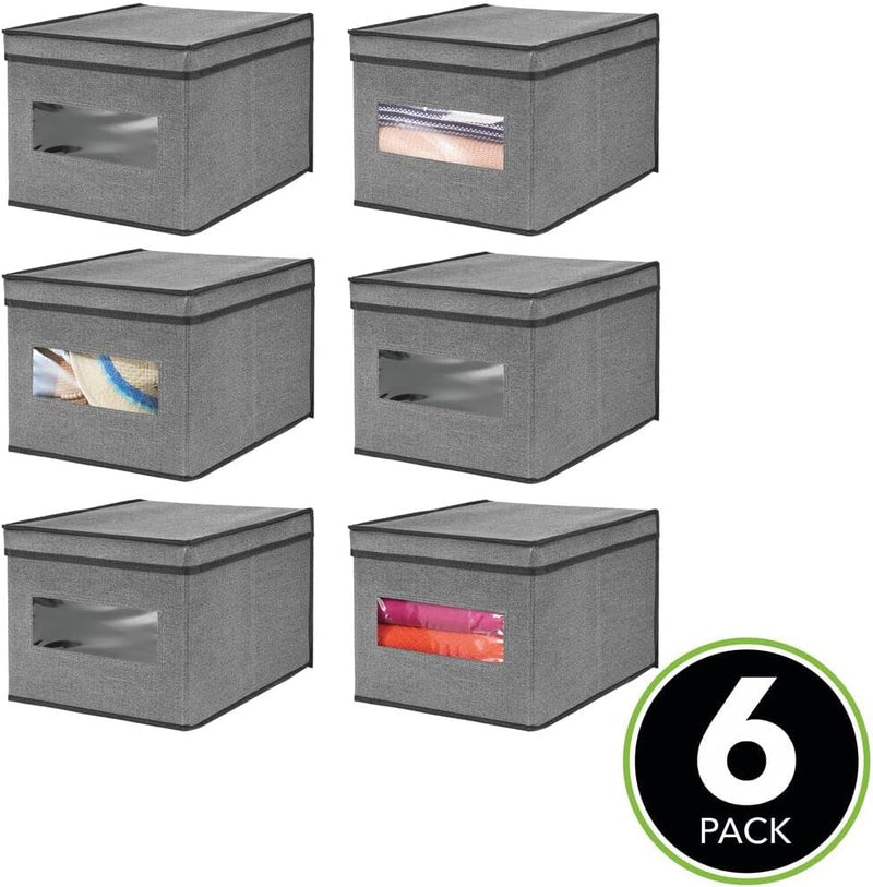 mDesign Stoffbox im 6er-Set – Aufbewahrungsbox aus Stoff – ideal zur Ablage von Kleidung und als Sch