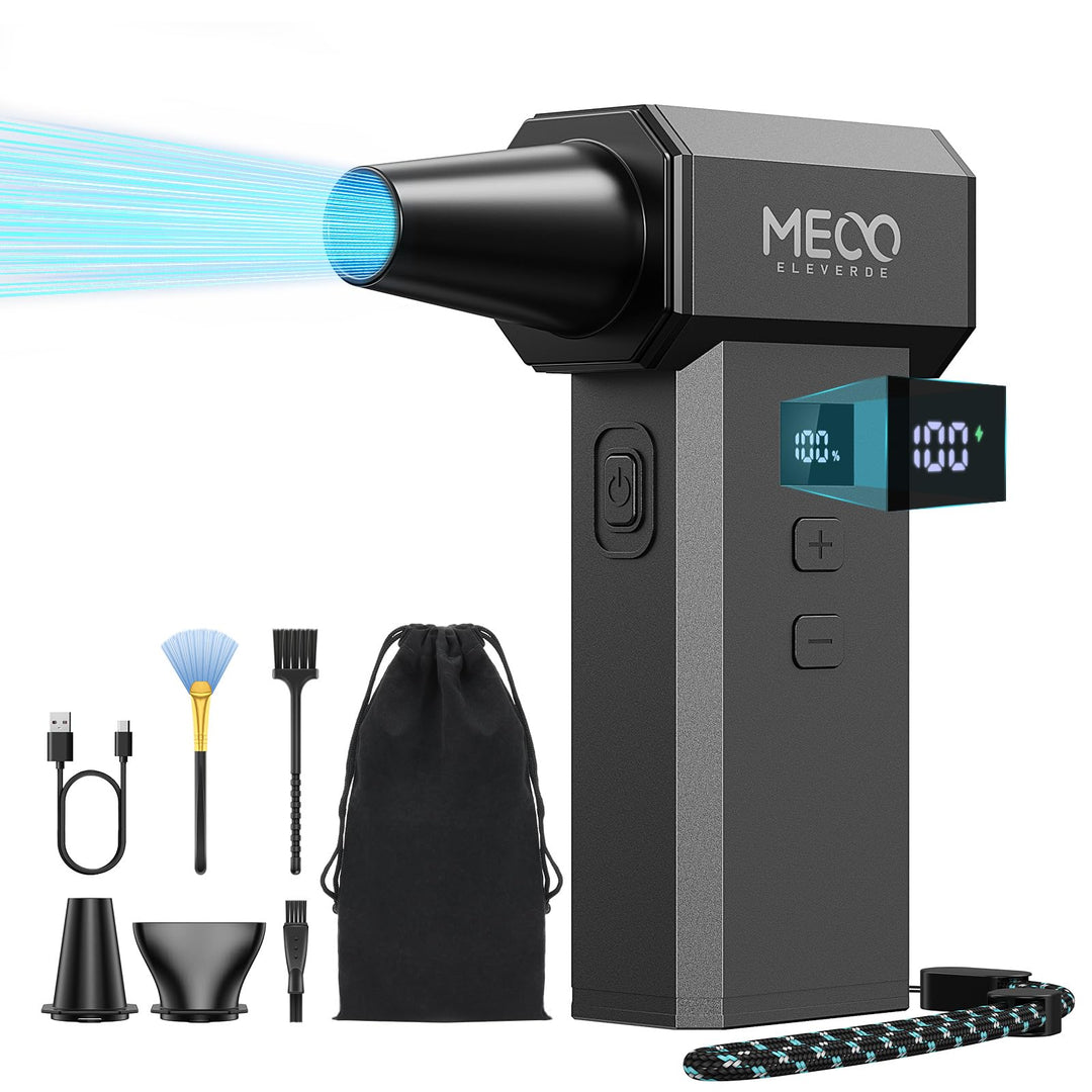 MECO ELEVERDE Elektrische Staubgebläse, 220.000 U/Min, 100-Gang mit LED-Display Akku Air Duster, Dru