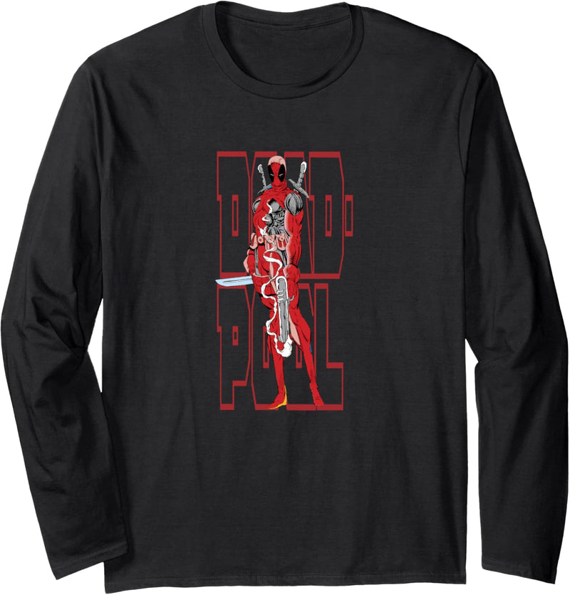 Marvel Deadpool 30th Portrait Text Overlay Langarmshirt