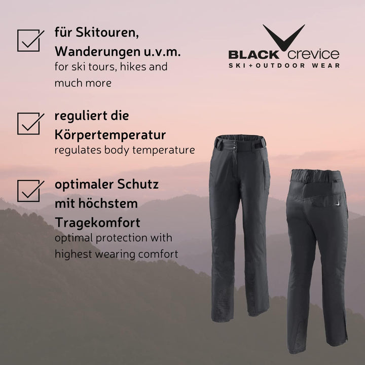 Black Crevice Damen Skihose I Damen-Skihose Grössen I wärmeisolierende Damen-Wanderhose I atmungsakt