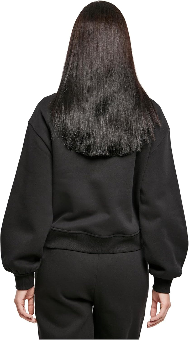 Urban Classics Damen Ladies Oversized High Neck Troyer Crew Sweatshirt XS Schwarz, XS Schwarz