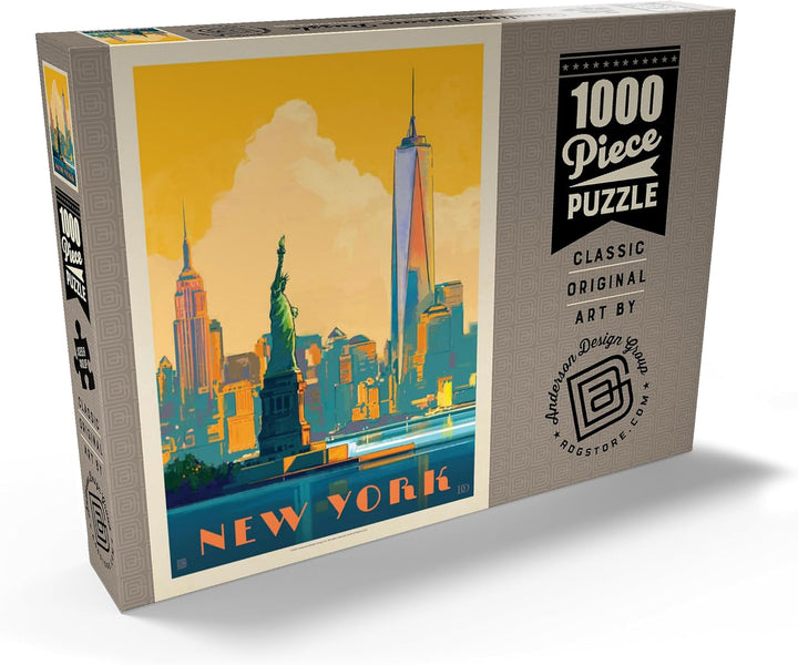New York City: Skyline Glow, Vintage Poster - Premium 1000 Teile Puzzle - MyPuzzle Sonderkollektion