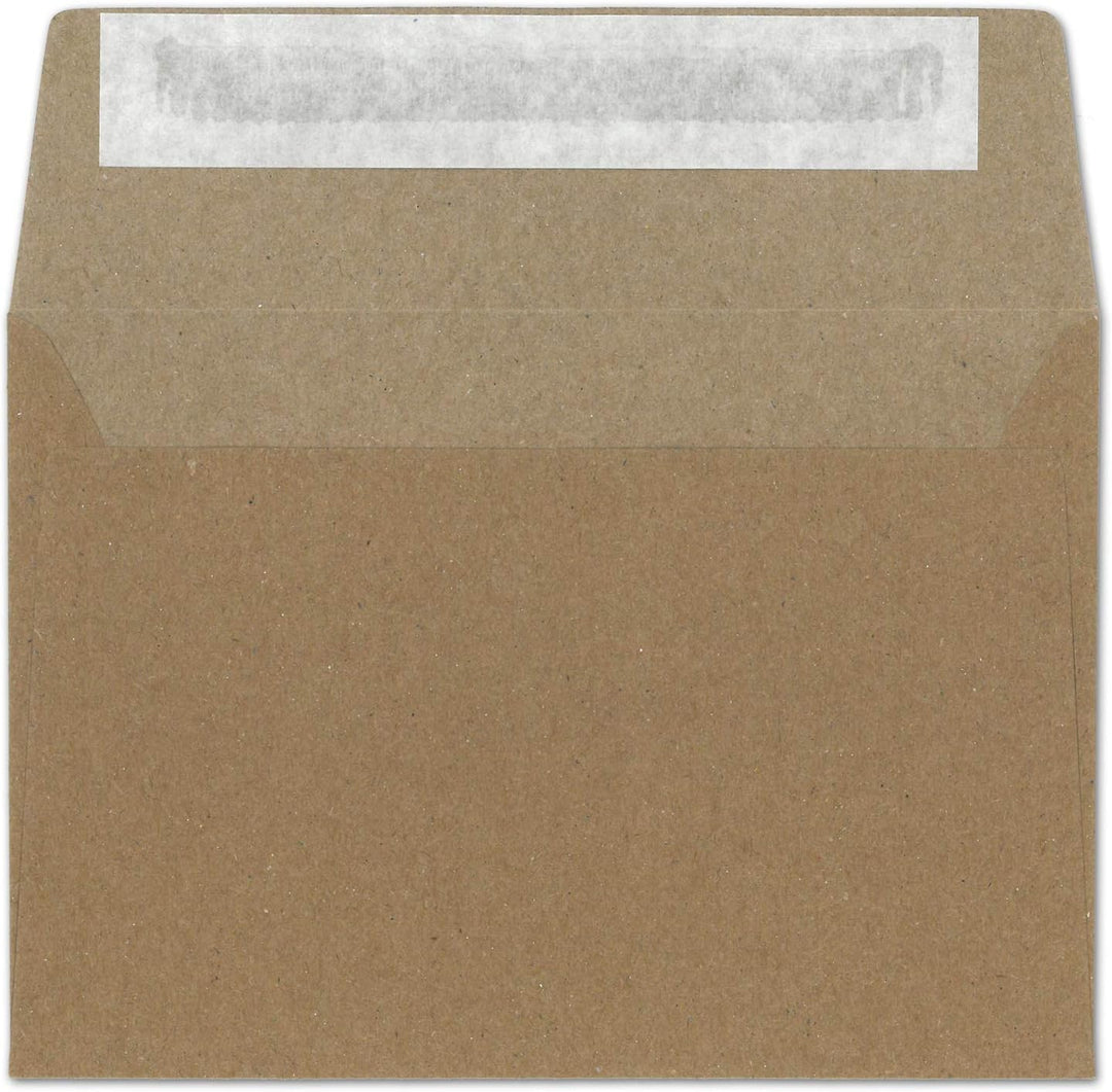 100x Briefumschläge DIN C6 Kraftpapier - Braun aussen - Grau innen - Vintage Recycling Kuverts mit H