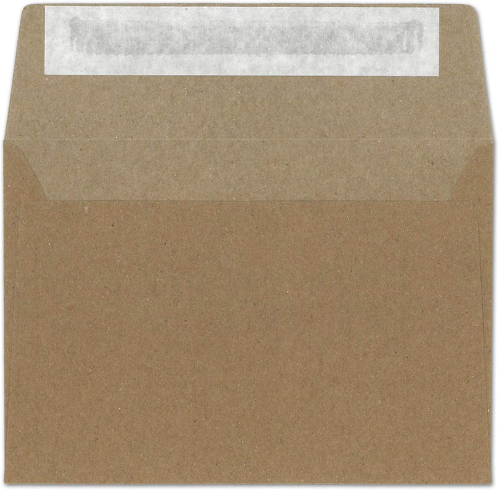100x Briefumschläge DIN C6 Kraftpapier - Braun aussen - Grau innen - Vintage Recycling Kuverts mit H