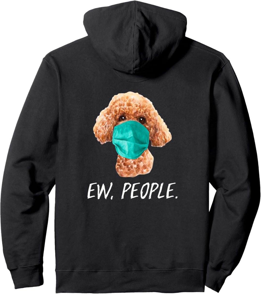 PUDEL mit Gesichtsmaske Mundschutz Hund EW PEOPLE Pullover Hoodie