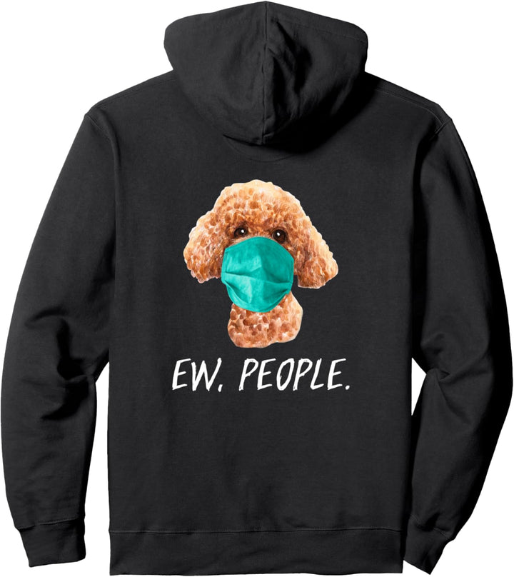 PUDEL mit Gesichtsmaske Mundschutz Hund EW PEOPLE Pullover Hoodie