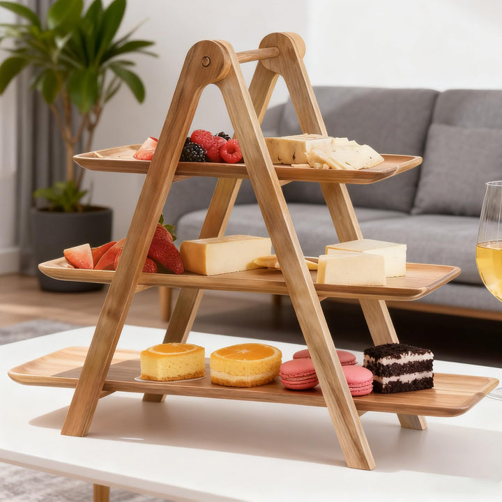 Cupcake Ständer Holz, Serviertablett Mit 3 Ebenen, Dekorativ 3-Stöckiger Serviertablett Aus Holz, Fa