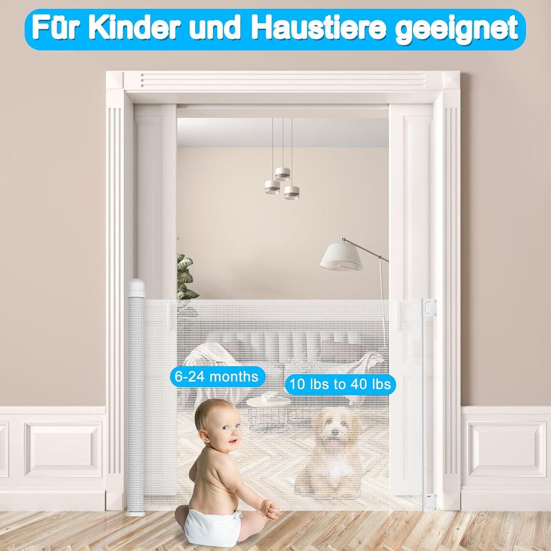 YARDIN Treppenschutzgitter Ausziehbar Türschutzgitter 0-150cm für Babys &amp; Haustiere, Treppengitter A
