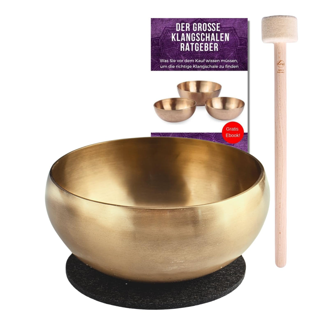Peter Hess Therapieklangschale Kleine Herzschale (16 cm, 600 g) mit Filzschlägel und Filzuntersetzer