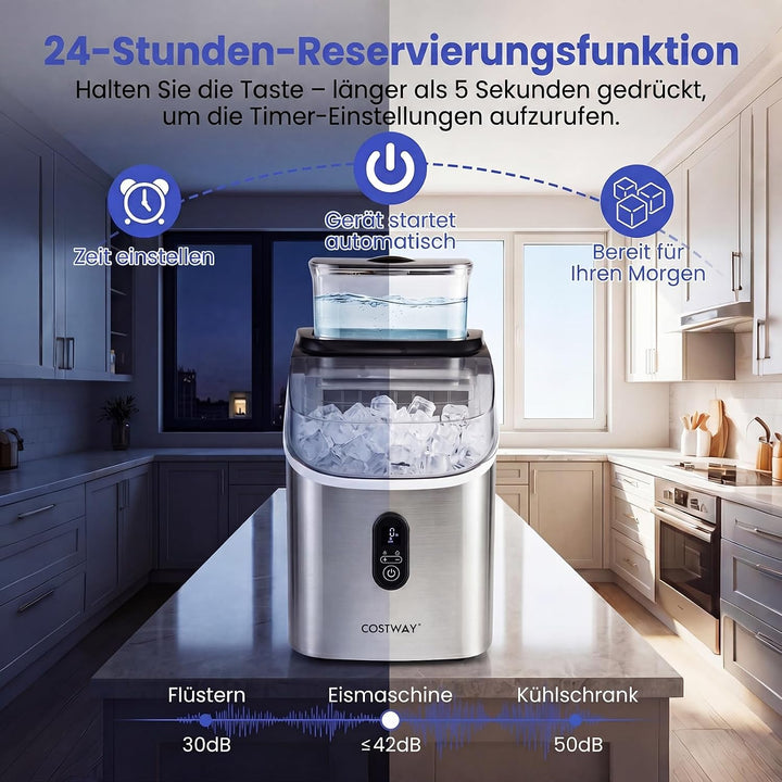 COSTWAY 1,5L Eiswürfelmaschine, Ice Maker 15kg in 24H | Eismaschine 16 Eiswürfel in 13min, Eiswürfel