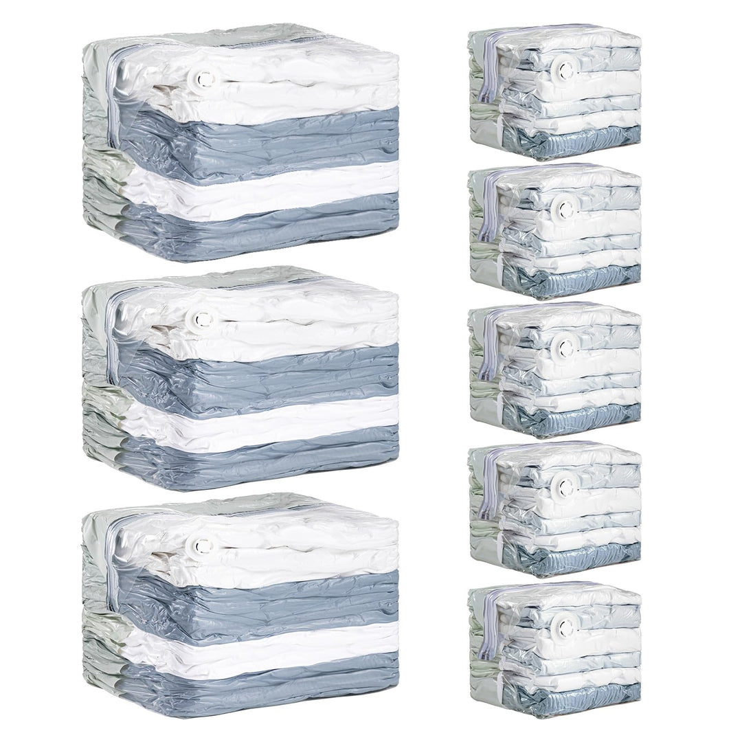 TAILI Vakuumbeutel für Kleidung, Würfel Vakuumbeutel, 8er-Pack Kombi (3 Jumbo + 5 Medium), Aufbewahr