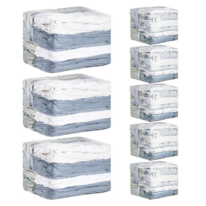 TAILI Vakuumbeutel für Kleidung, Würfel Vakuumbeutel, 8er-Pack Kombi (3 Jumbo + 5 Medium), Aufbewahr