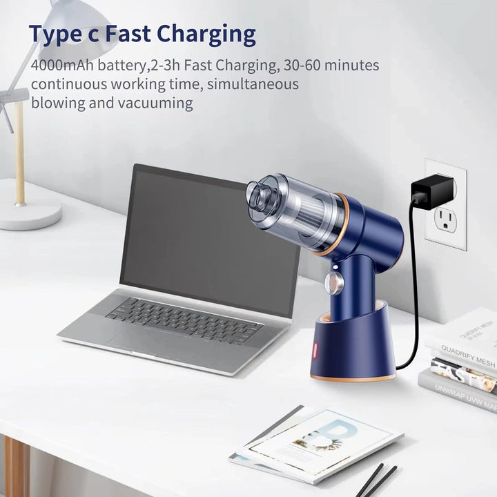 Phlbao Handstaubsauger Akku,3 in 1 Akku Staubsauger 6000Pa Akkustaubsauger mit Typ-C 4000mAh Batteri