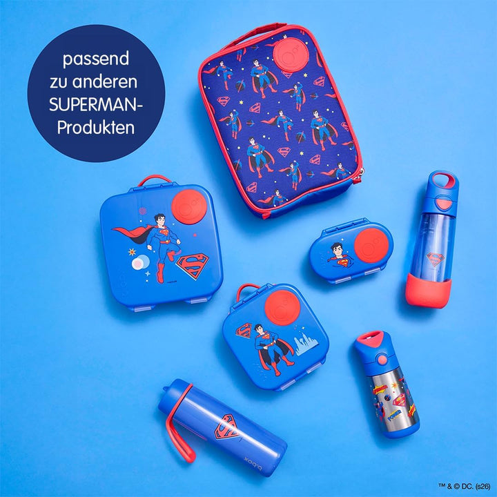 b.box Superman Brotdose | Grosse Bento-Box mit 4 Fächern (2 auslaufsicher), herausnehmbarer Trenner,