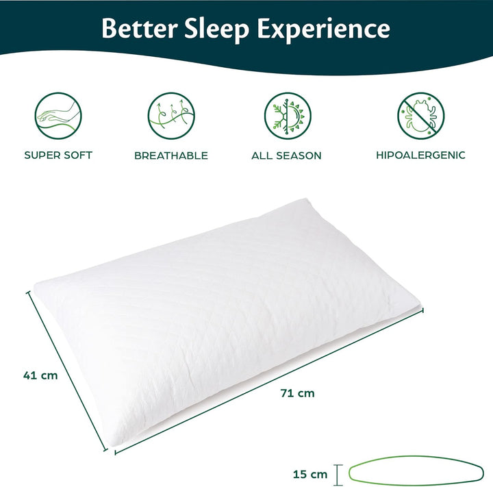 Flowen Kopfkissen für Bett 40x70cm Kissen mit Memory-Schaumflocken 2er Set Nackenkissen Ergonomische