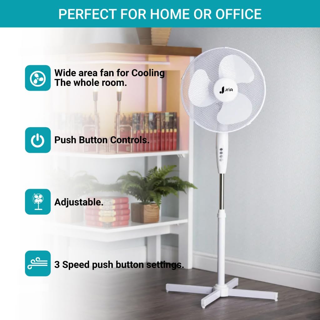 16 Zoll Standventilator 40 cm oszillierend leise mit bürstenlosem Motor 3 Geschwindigkeitsstufen höh