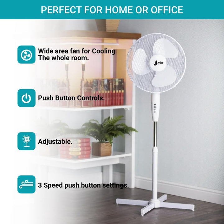 16 Zoll Standventilator 40 cm oszillierend leise mit bürstenlosem Motor 3 Geschwindigkeitsstufen höh