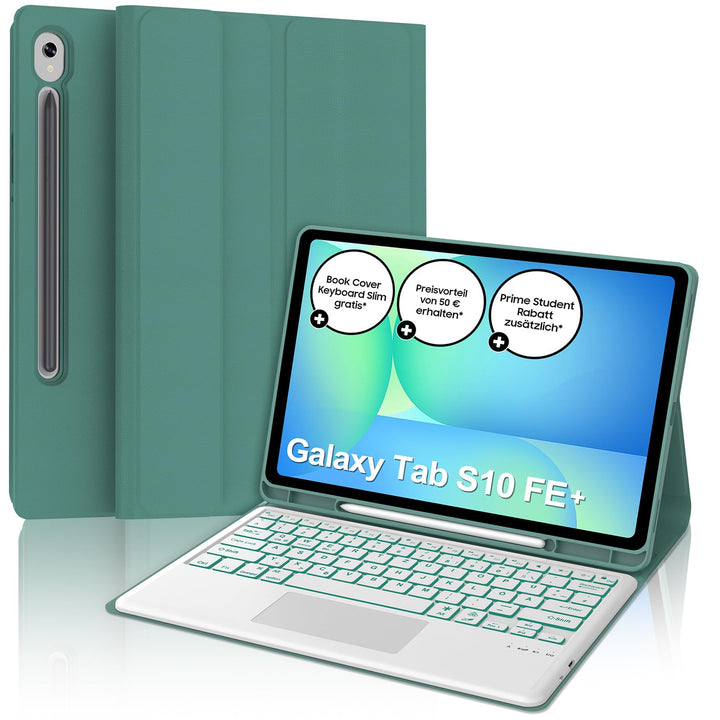IVEOPPE Hülle mit Tastatur für Samsung Galaxy Tab S10 FE+ 13.1 Zoll, 7-Farbige Beleuchtung, Magnetis