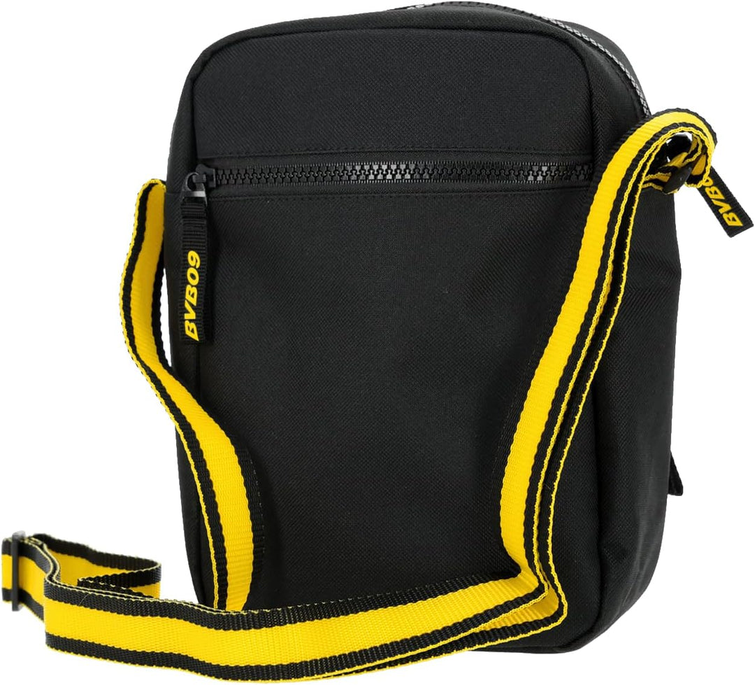 Dortmund BVB Schultertasche 2026 Schwarz mit Emblem | Drei Reissverschlussfächer, Verstellbarer Schu