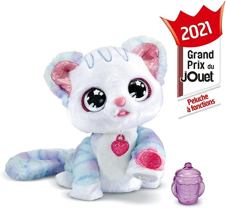 VTech - Ruby, Mon Chat Magische Pailletten, interaktives Plüschtier – Würfel 3 Jahre – Version FR