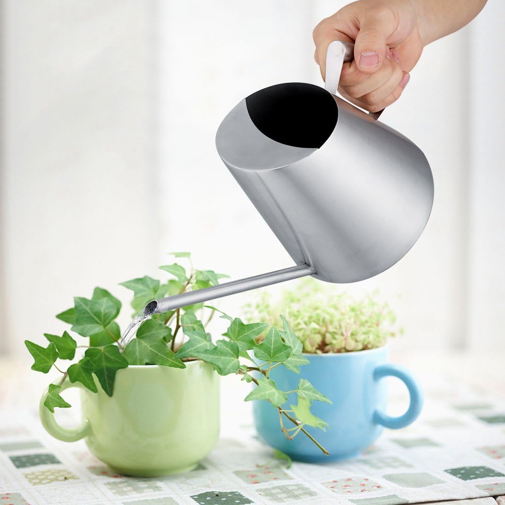Hztyyier 1500 ml Edelstahl Giesskanne gebürstet solide Giesskanne mit langem Auslauf für Indoor Outd