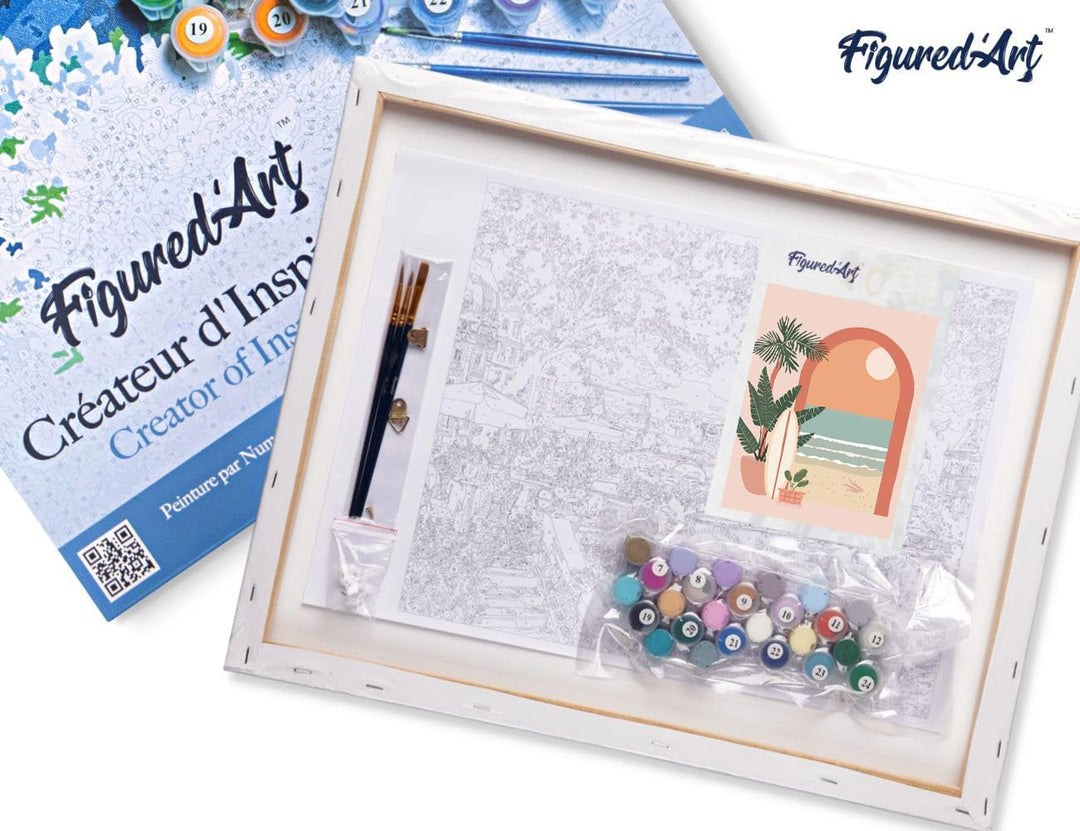Figured'Art Malen Nach Zahlen Erwachsene Mit Rahmen Bogen zum Meer - Paint by Numbers Basteln DIY Ba