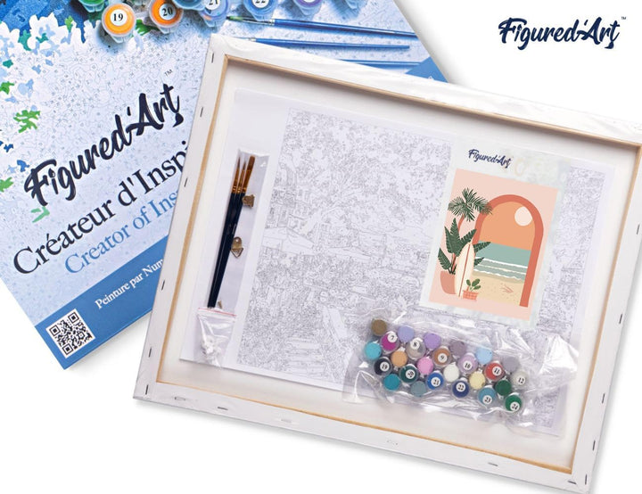Figured'Art Malen Nach Zahlen Erwachsene Mit Rahmen Bogen zum Meer - Paint by Numbers Basteln DIY Ba
