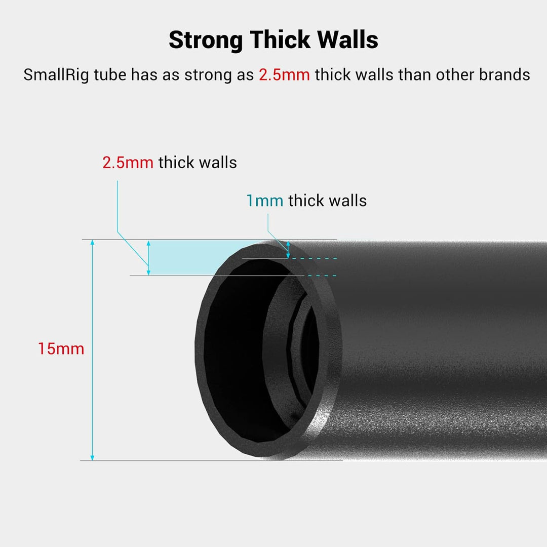 SmallRig 15mm Rod Pack, 15mm Rohr mit M12 Gewinde Stangenkappenverbindern, Aluminiumlegierungs Stang