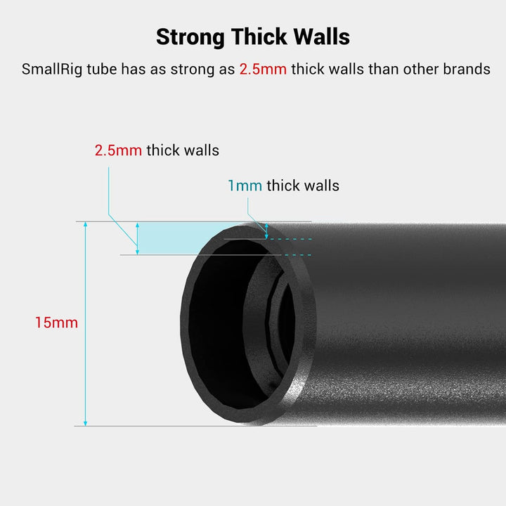 SmallRig 15mm Rod Pack, 15mm Rohr mit M12 Gewinde Stangenkappenverbindern, Aluminiumlegierungs Stang