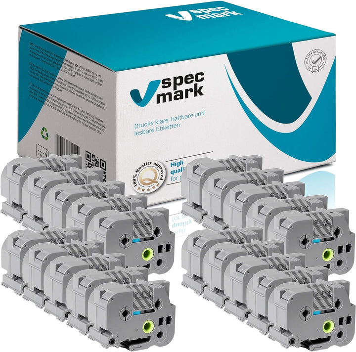 specmark Schriftband TZe-162 36mm x 8m Satz x 20 St. Rot auf Durchsichtig Band kompatibel mit Drucke
