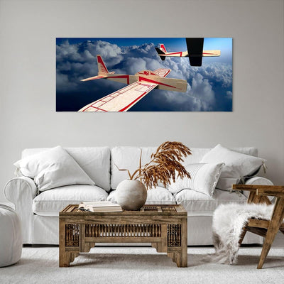 Wandbilder Dekoration Wohnzimmer Segelflugzeuge fliegen hoch Modell Bilder auf Leinwand 120x50cm Lei