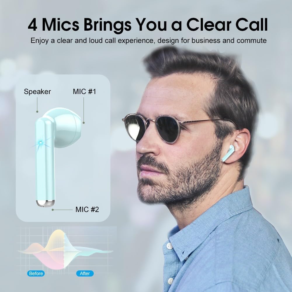 OYIB Bluetooth 5.3 Kopfhörer In Ear, 2023 Neue Bluetooth 5.3 Kabellos Kopfhörer mit 4 ENC Mikro, Imm