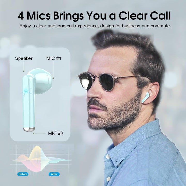 OYIB Bluetooth 5.3 Kopfhörer In Ear, 2023 Neue Bluetooth 5.3 Kabellos Kopfhörer mit 4 ENC Mikro, Imm