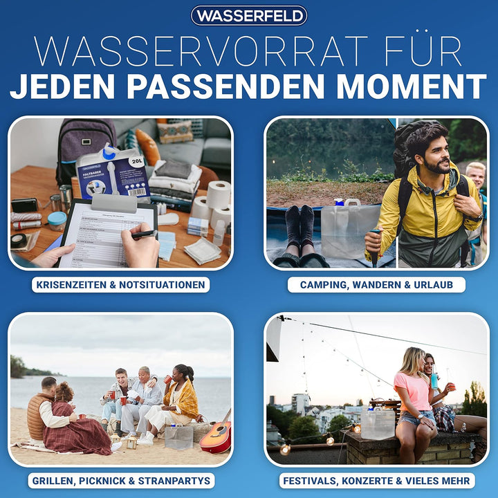 [10L - 20L Wasserkanister Faltbar inkl. auslaufsicherem Dosierhahn &amp; Tragehenkel - Robuster Trinkwas