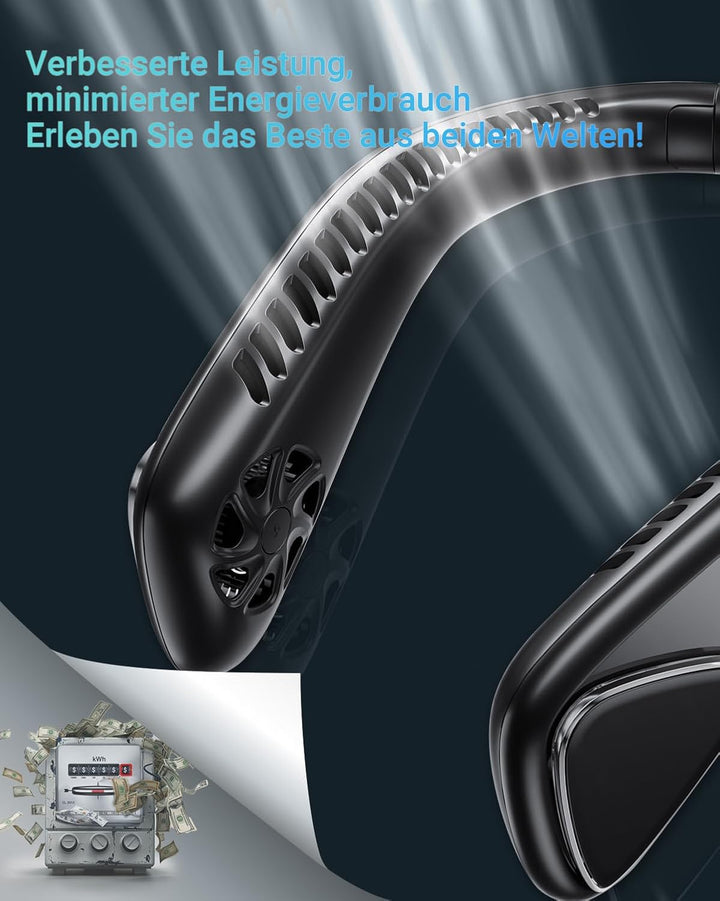Jialexin Tragbarer Nackenventilator, Hals Ventilator Wiederaufladbar mit 6000mah, Persönlicher Venti