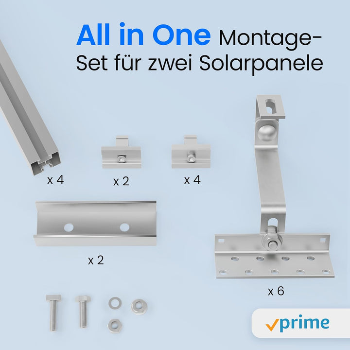 LIVING TEC® Halterung Balkonkraftwerk für Ziegeldach Komplettset für 30 & 35mm Module - Solarpanel H