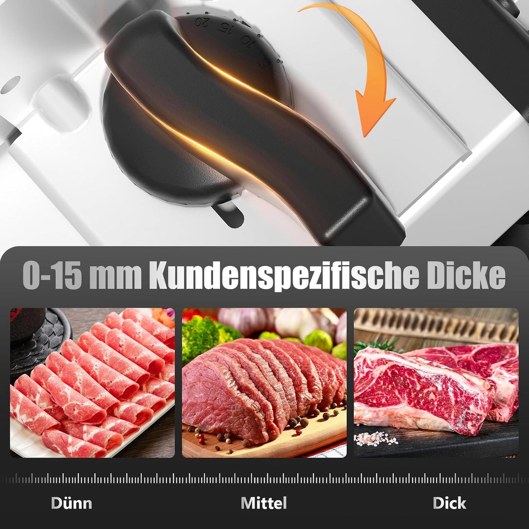 YASHE Allesschneider Mit Leisem DC-Motor 200W, Elektrischer Aufschnittschneider Mit Abnehmbaren 19CM